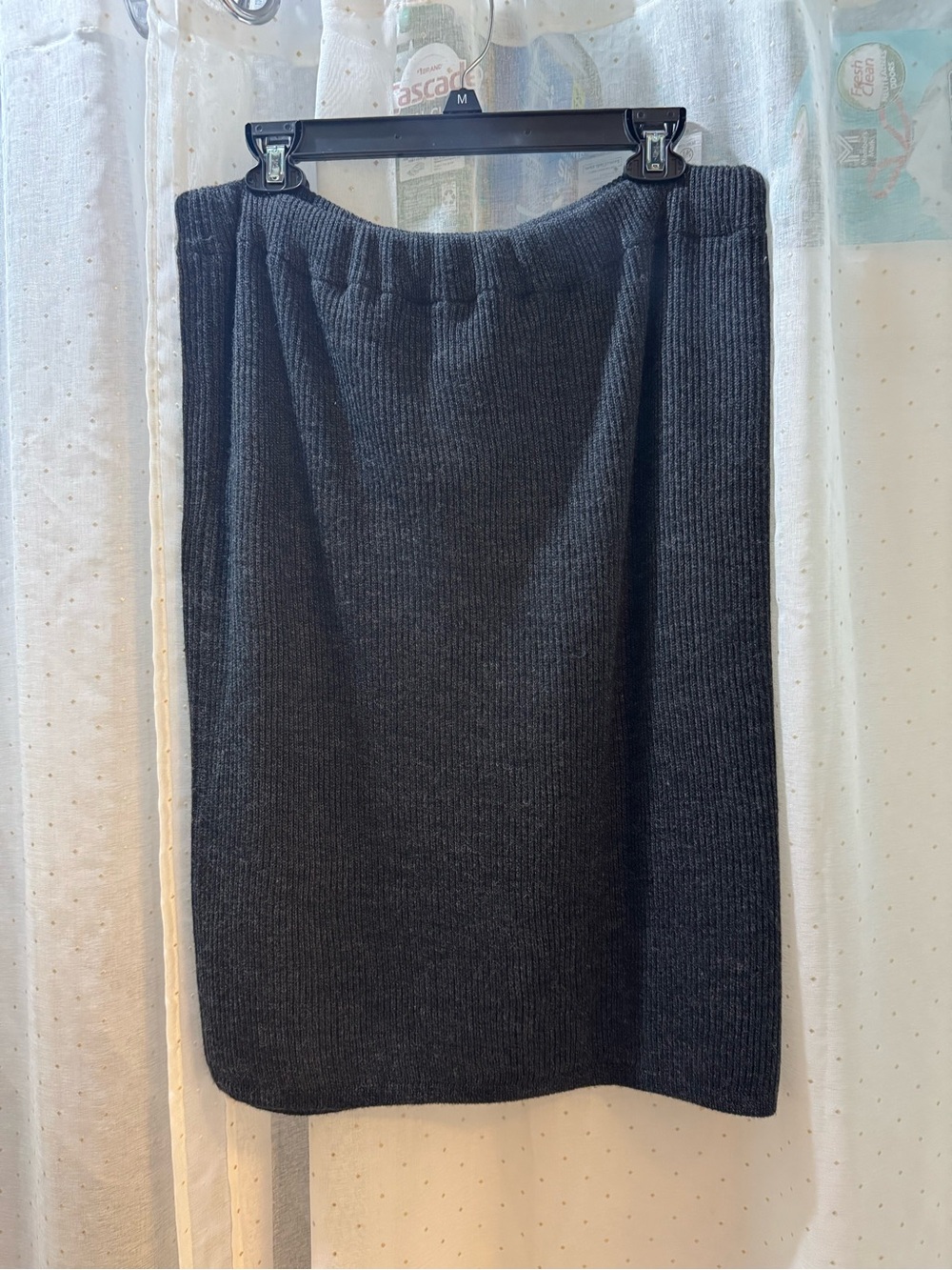 JEANNE PIERRE Charcoal Ribbed Pencil Skirt